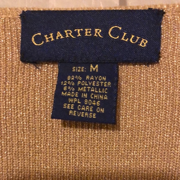 Vintage Charter Club Metallic Gold Cardigan Top - Picture 4 of 4
